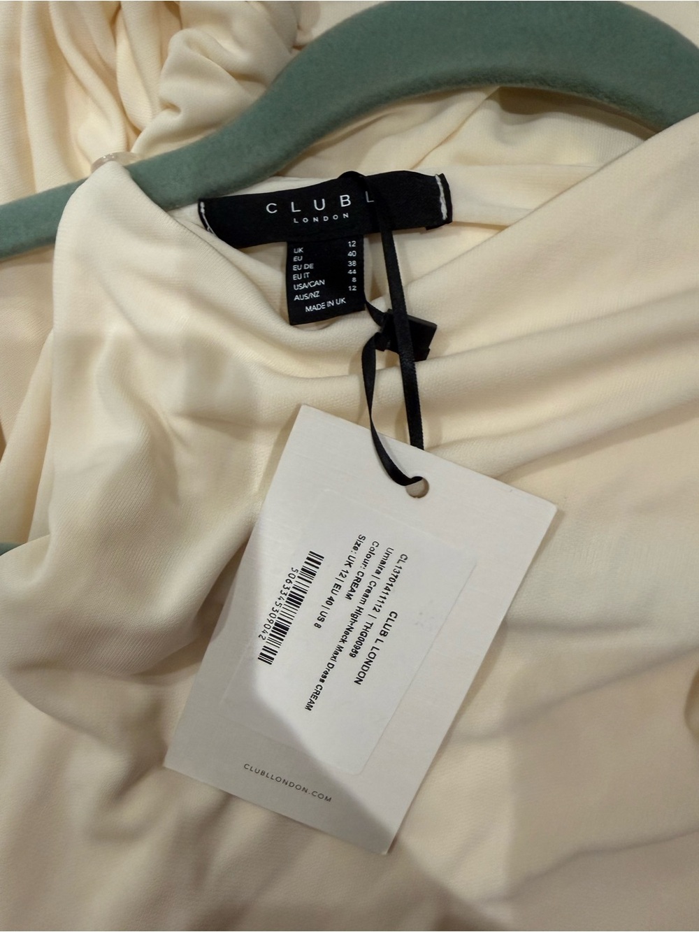 Club L London Cream Draped Halter Maxi Gown - Picture 4 of 5